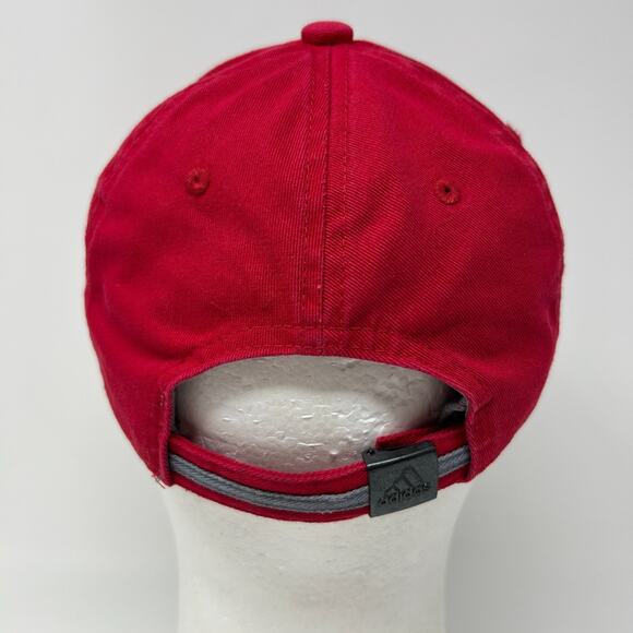 Adidas Climalite Dad Hat Baseball Cap Red Logo Strapback 6 Panel Unstructured - Picture 3 of 10